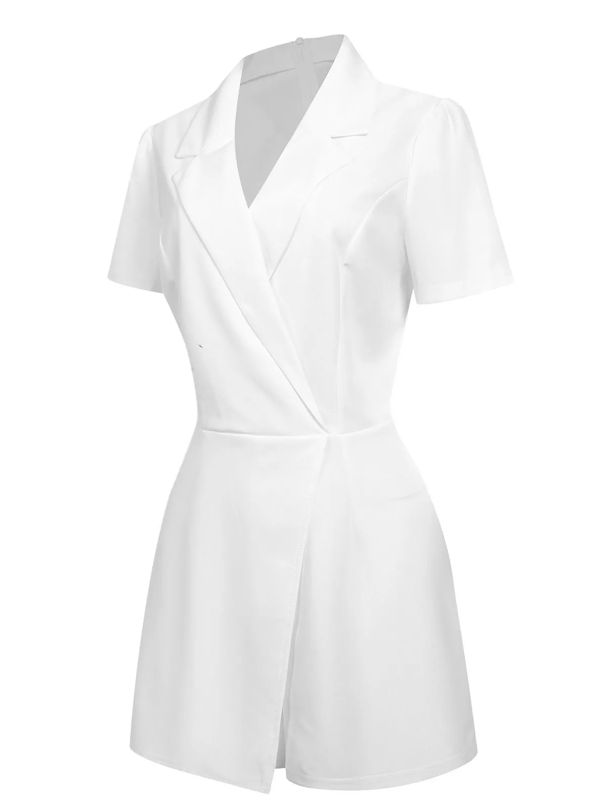 1950s V-Neck Solid Lapel Romper