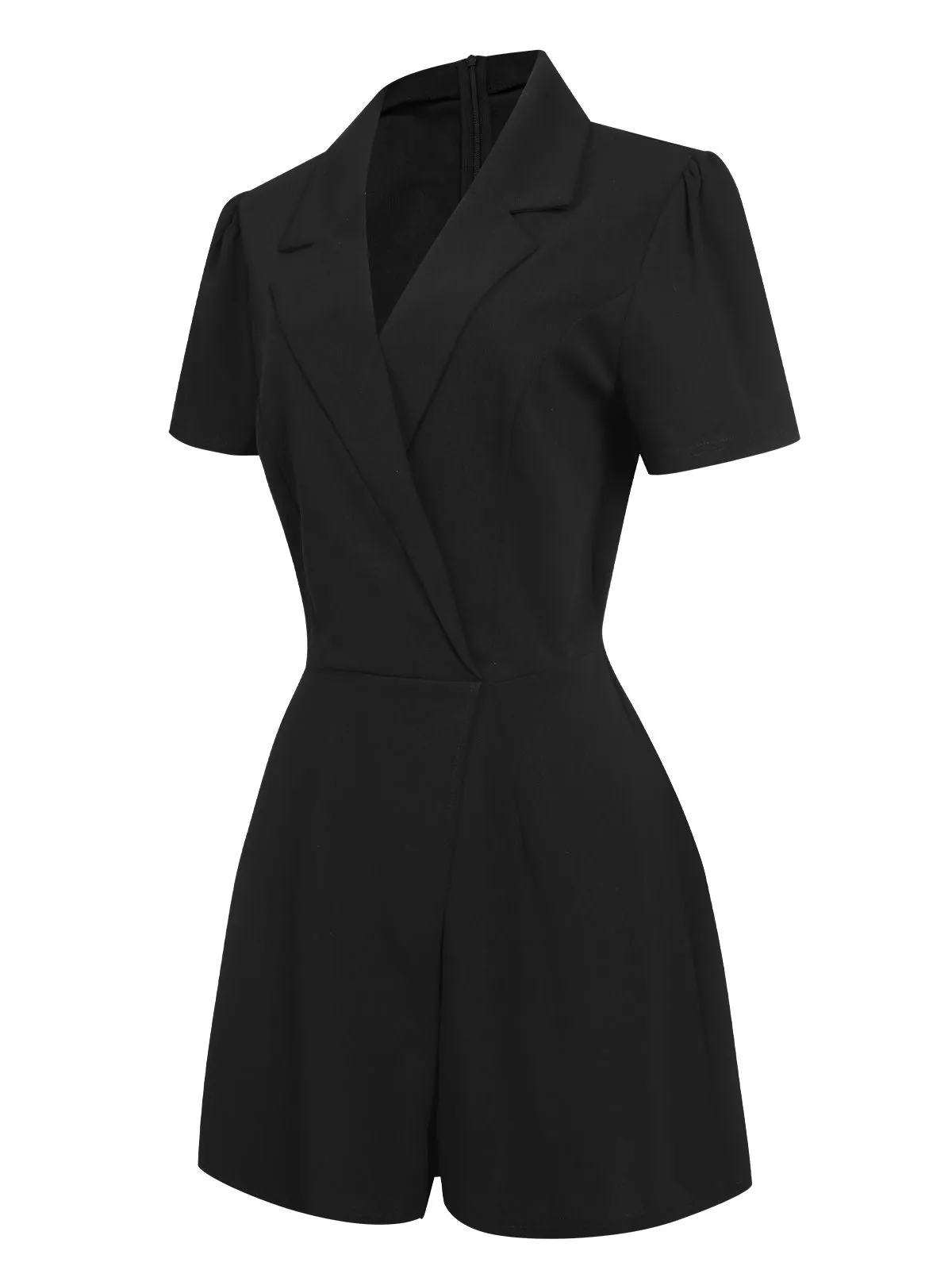 1950s V-Neck Solid Lapel Romper