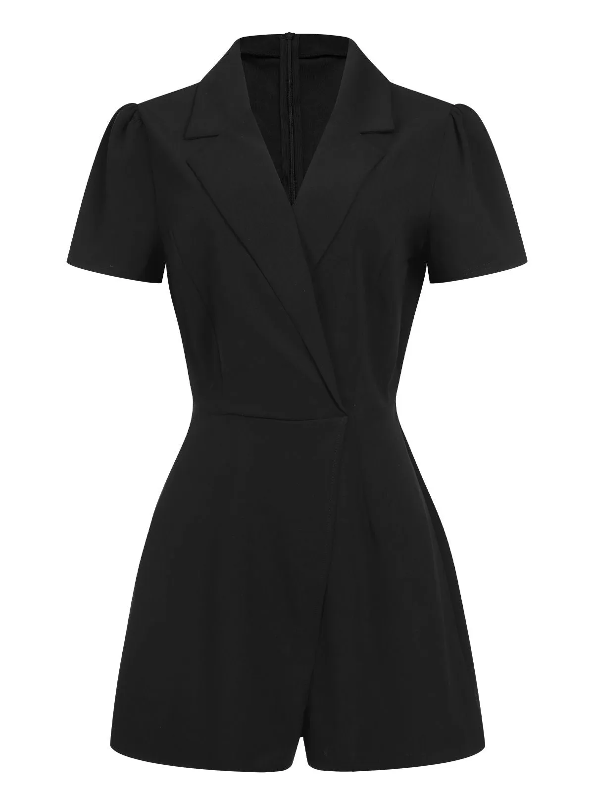 1950s V-Neck Solid Lapel Romper