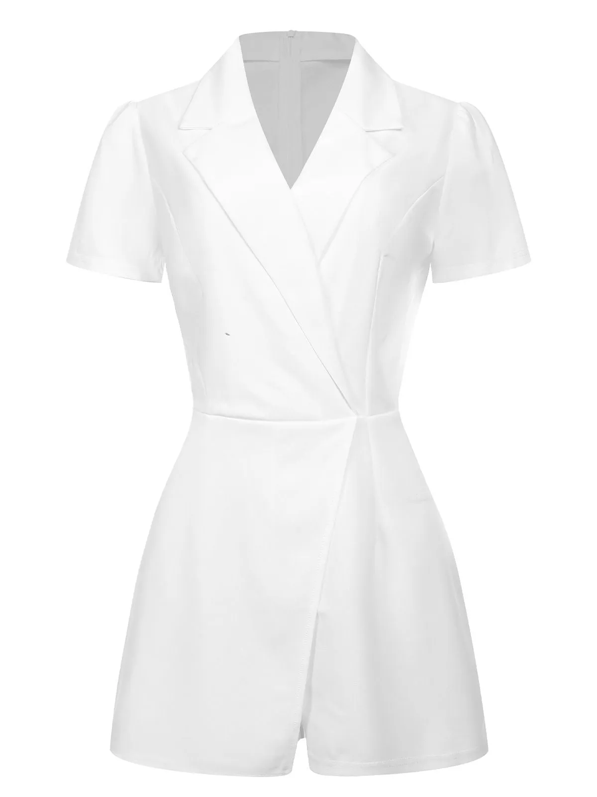 1950s V-Neck Solid Lapel Romper