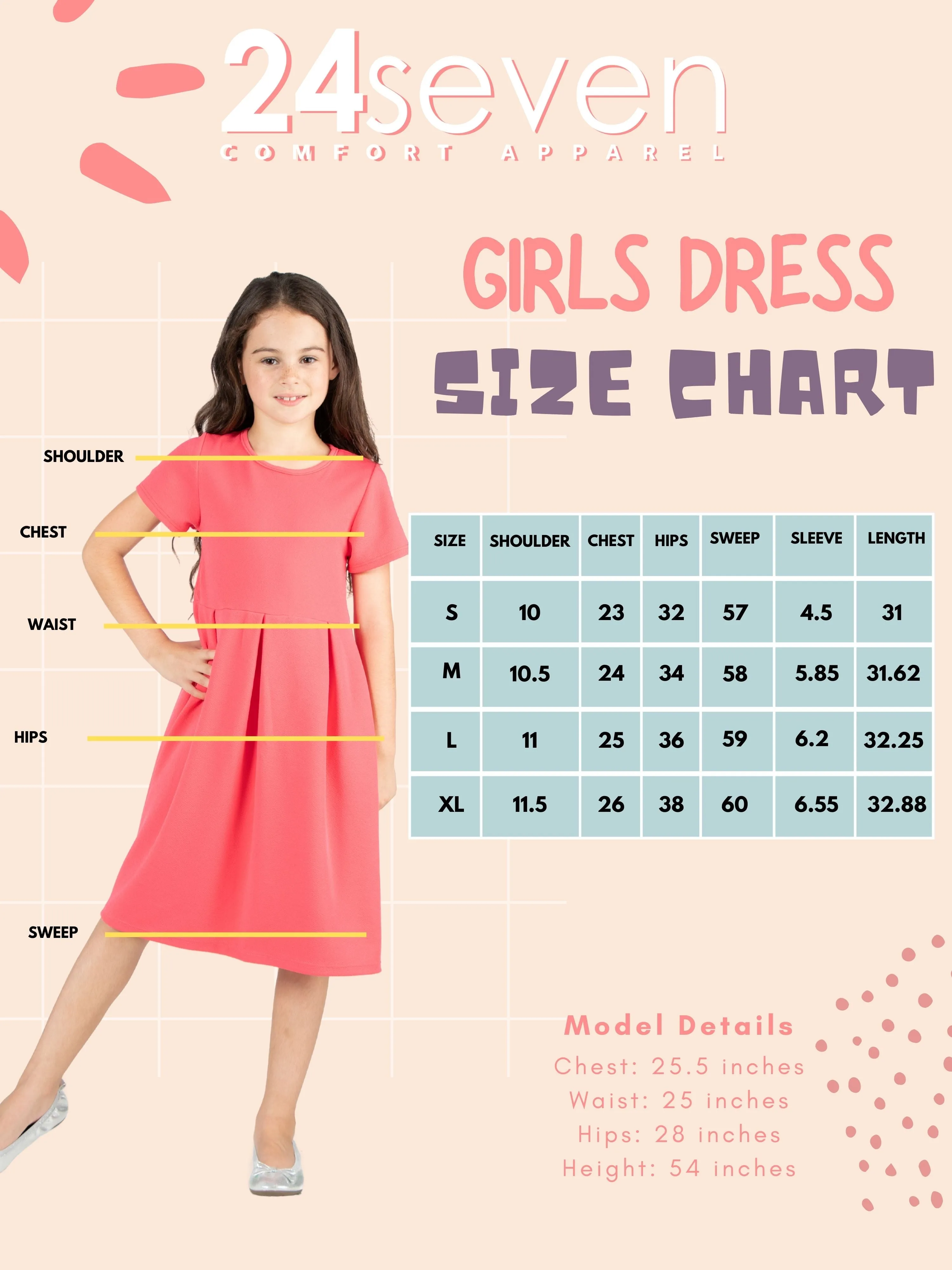 24seven Comfort Apparel Girls Short Sleeve Pleated Party Dress Machine Washable