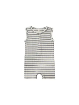 [70%OFF] ribbed henley romper | ocean stripe