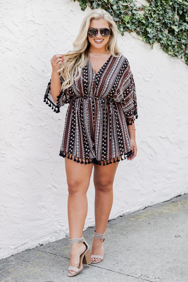 A Fair Deal Printed Tassel Romper FINAL SALE