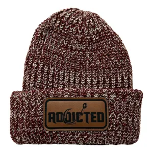 Addicted Fishing Heather Maroon Chunky Beanie