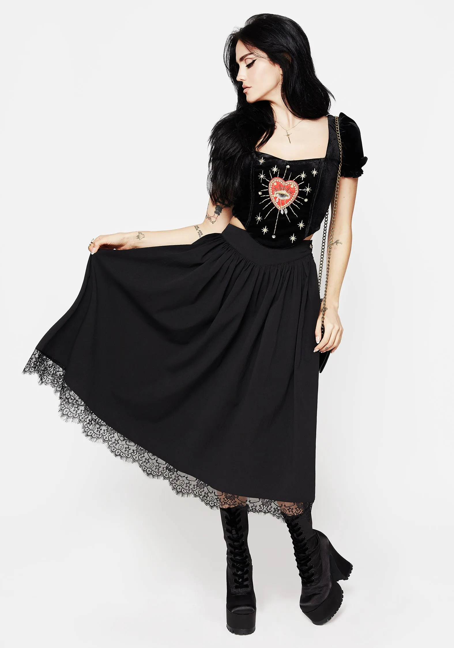 Alcina Lace Hem Midi Skirt