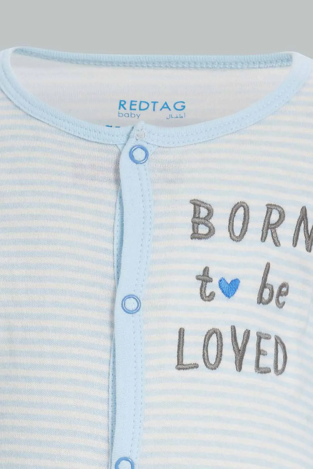 Babies Grey and Blue Striped Romper Set (Pack Of 2)