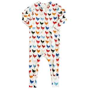 Baby Bamboo Romper - Rainbow Chickens