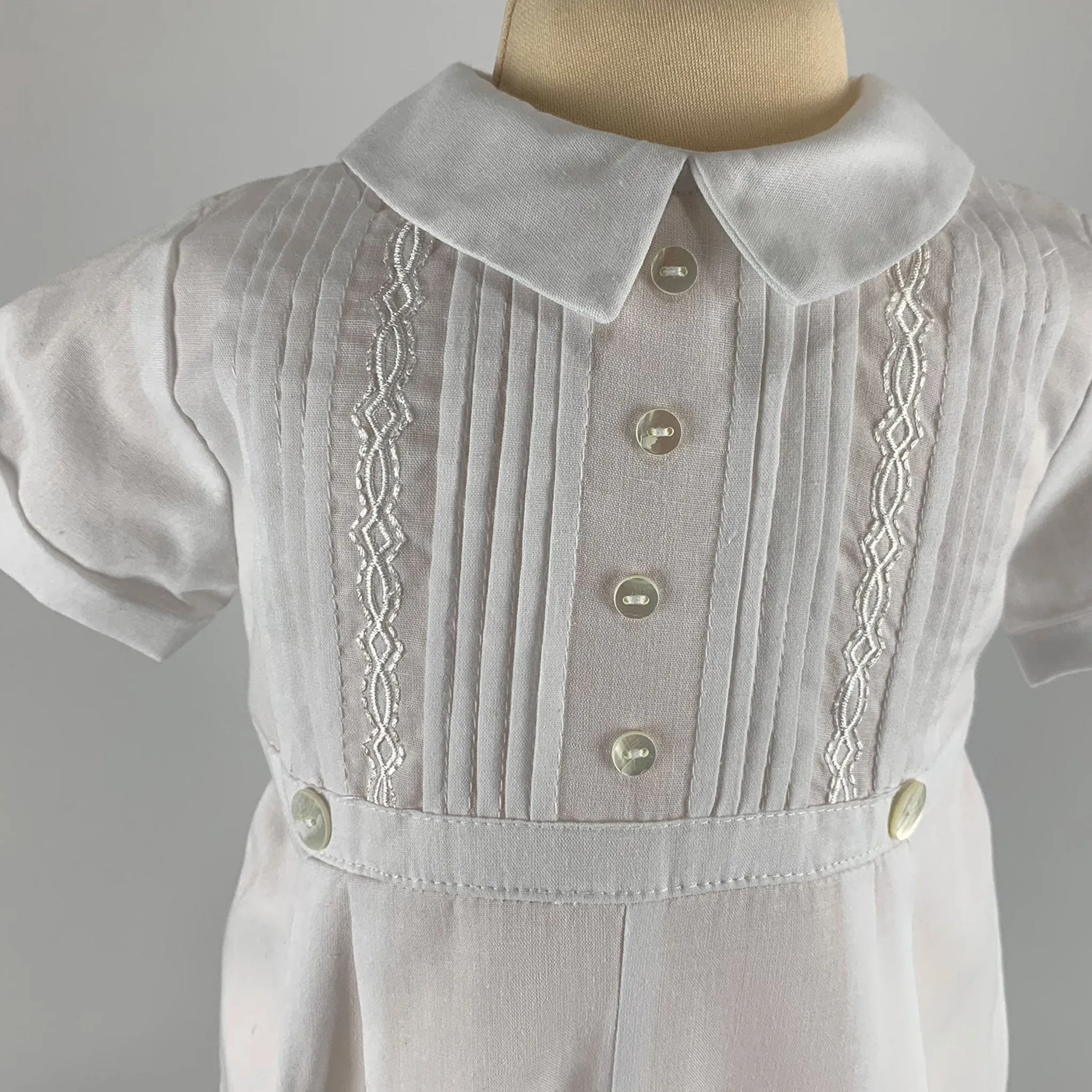 Baby Boy White Romper with matching cap - Christening - Sarah Louise C3002