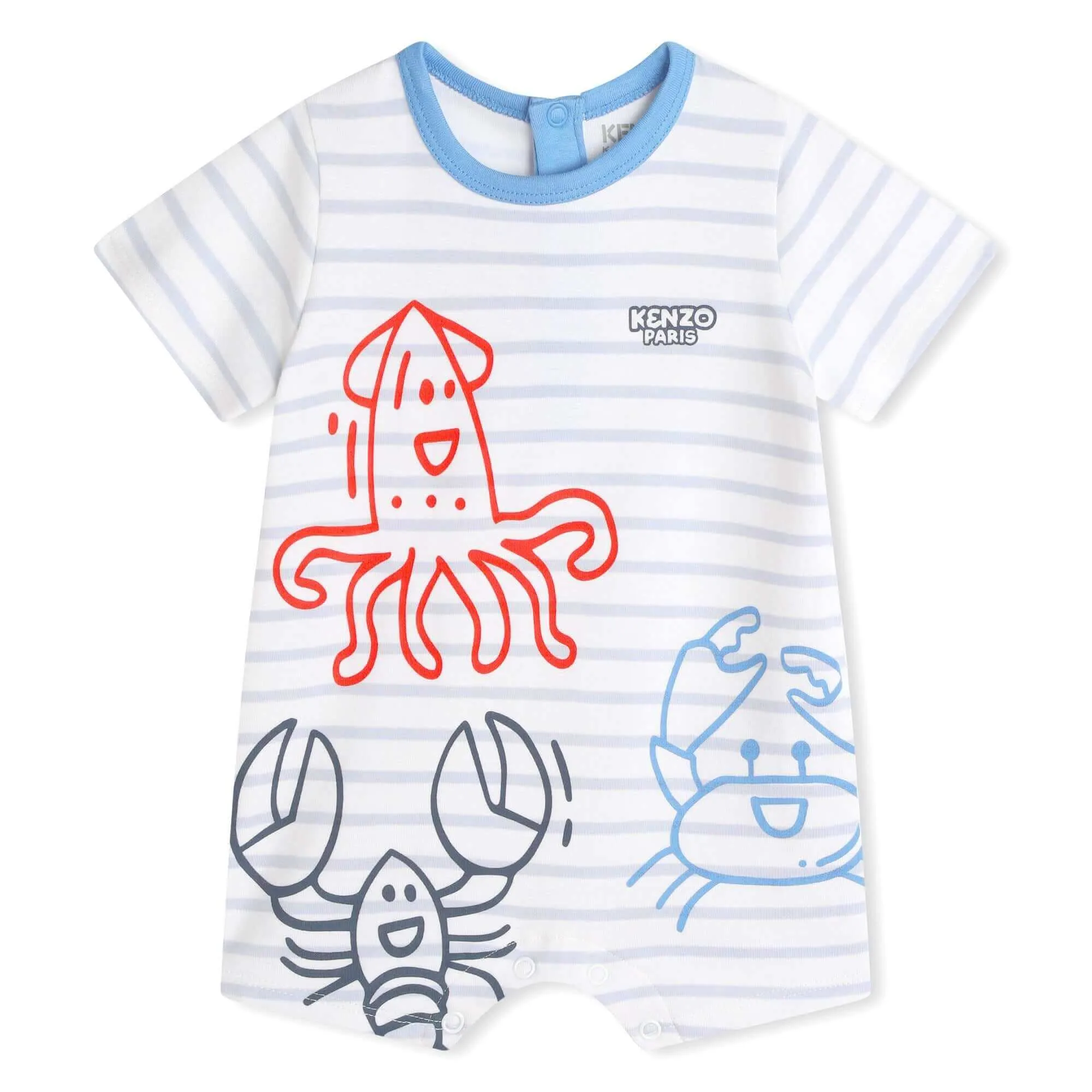 Baby Boys Blue & White Sea Life Romper