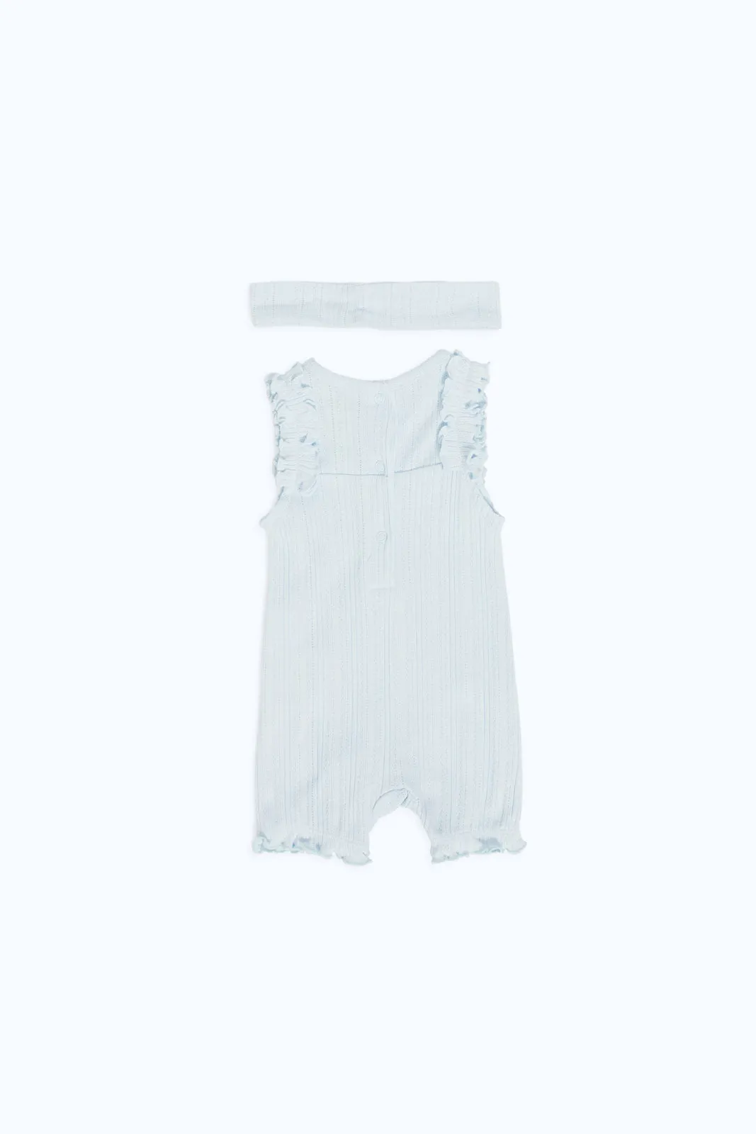 Baby Boys Blue Embellished Jacquard Romper & Headband (2 Piece)