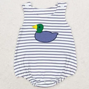 Baby Boys Rompers Embroidery Blue Stripes Duck Summer Sleeveless Rompers SR1592