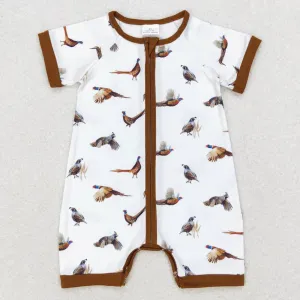 Baby Boys Rompers White Wild Chicken Short Sleeve Zip Rompers SR1657