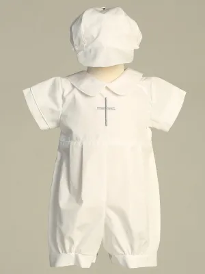 Baby Boys White Baptism & Christening Cotton Romper - Samuel