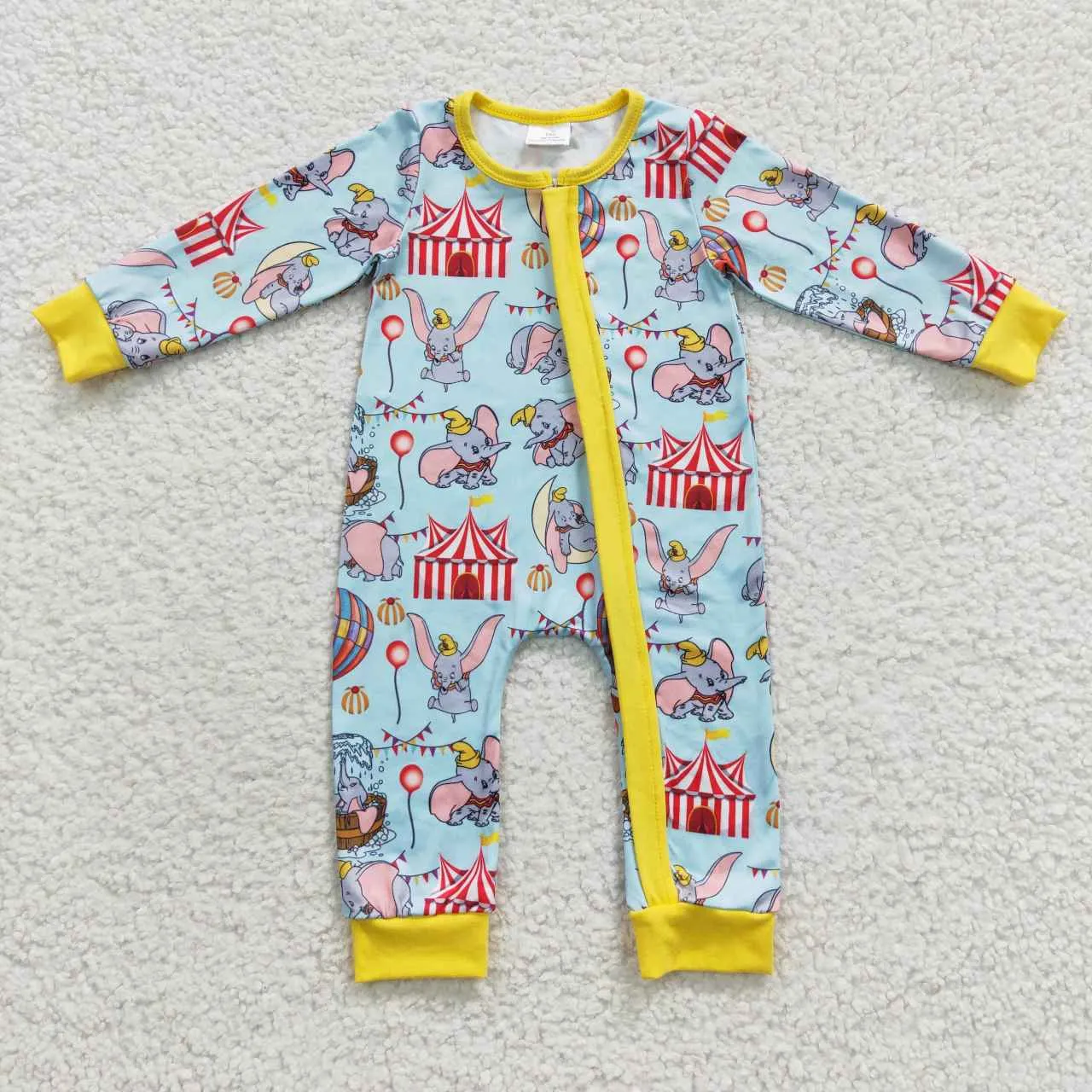 baby cartoon elephant zipper onesie LR0346