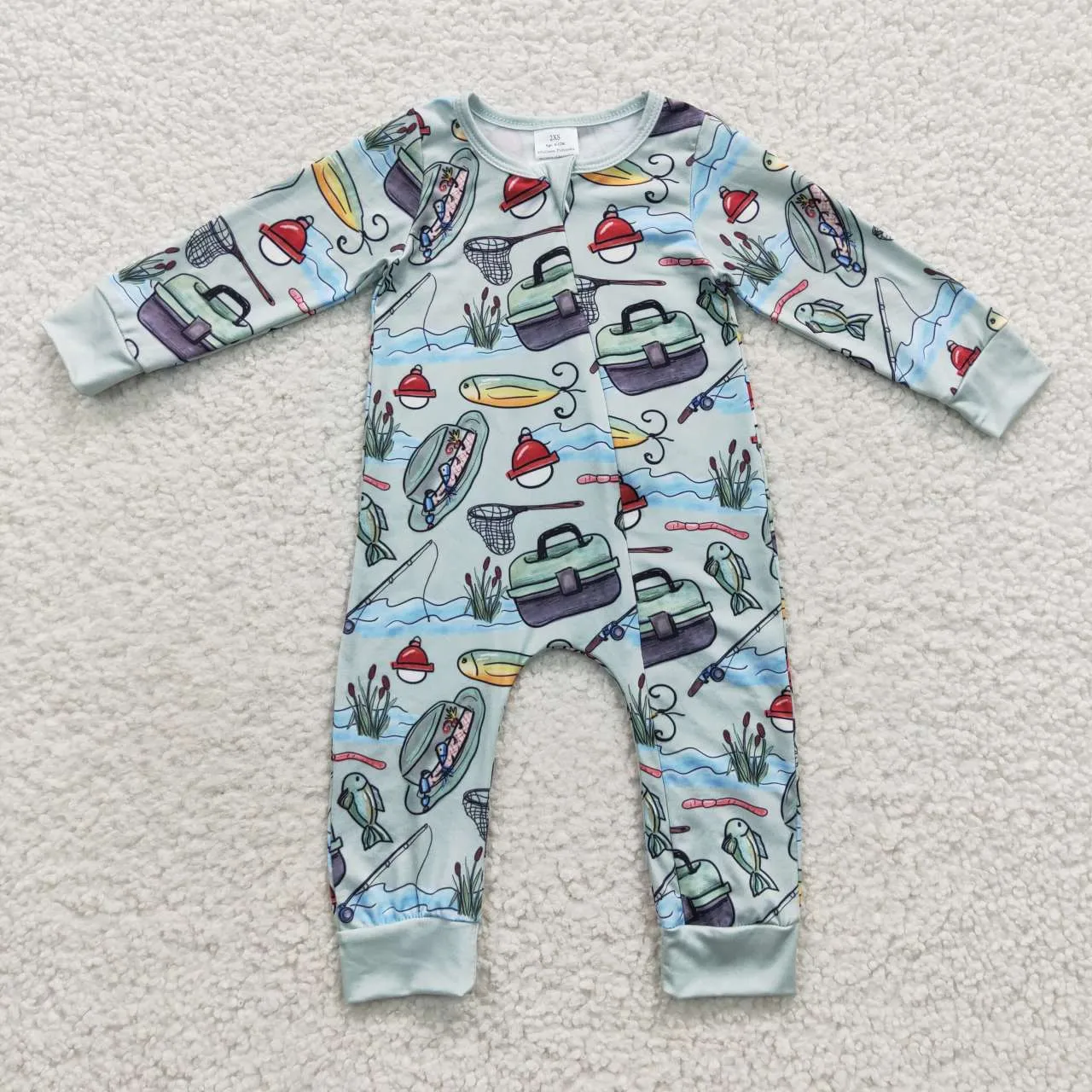 baby fishing zipper onesie LR0321