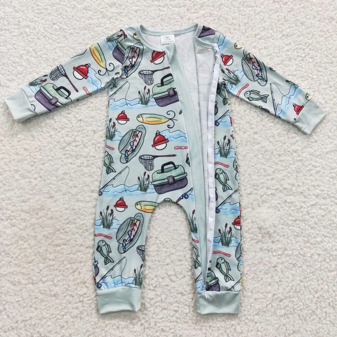 baby fishing zipper onesie LR0321