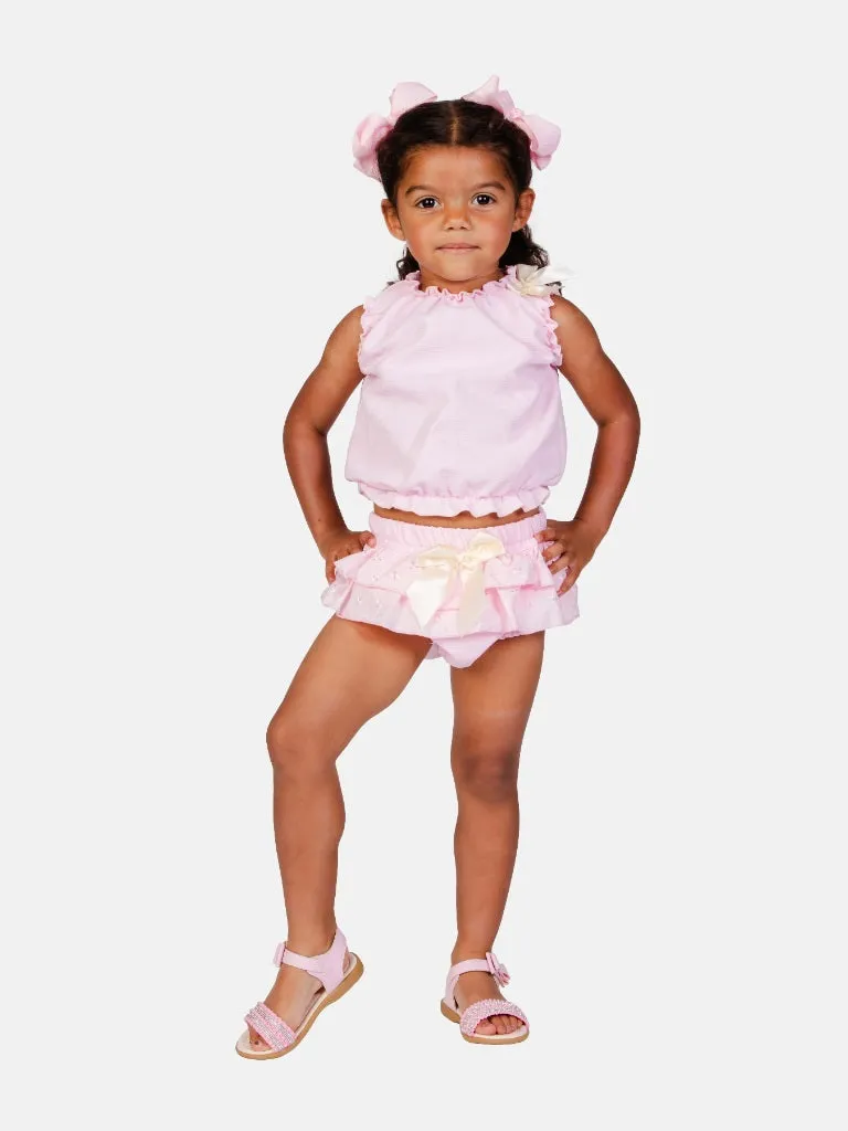 Baby Girl Amalia Collection 3 Piece Summer Set - Baby Pink