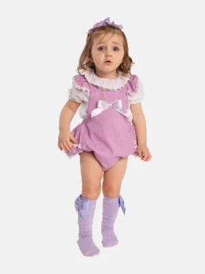 Baby Girl Daisy Collection Spanish Romper Set-Lilac Purple