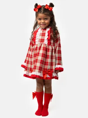 Baby Girl Feliz Collection Tartan Dress - Red & Beige