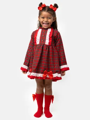 Baby Girl Feliz Collection Tartan Dress - Red & Black