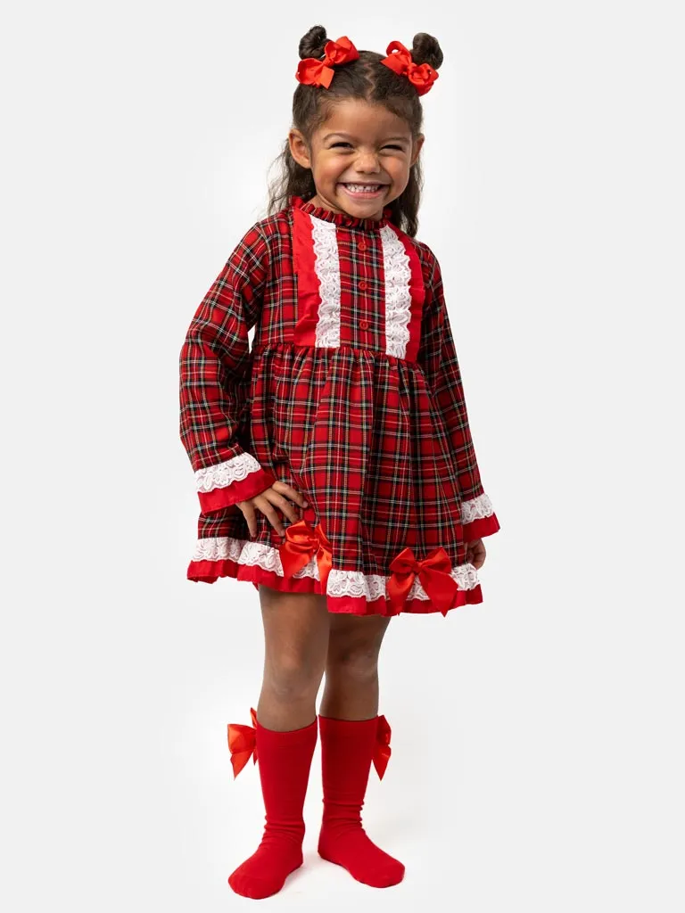 Baby Girl Feliz Collection Tartan Dress - Red & Black