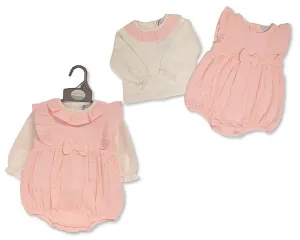 Baby Girls 2 pcs Romper Set with Bow - Pink (0-12 Months) (PK6) Bis-2020-2597