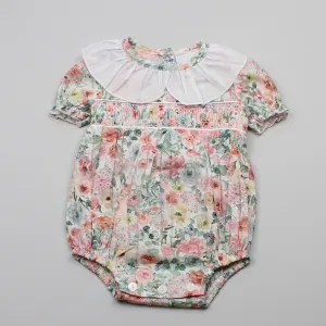 Baby Girls Floral Romper With Big Bow