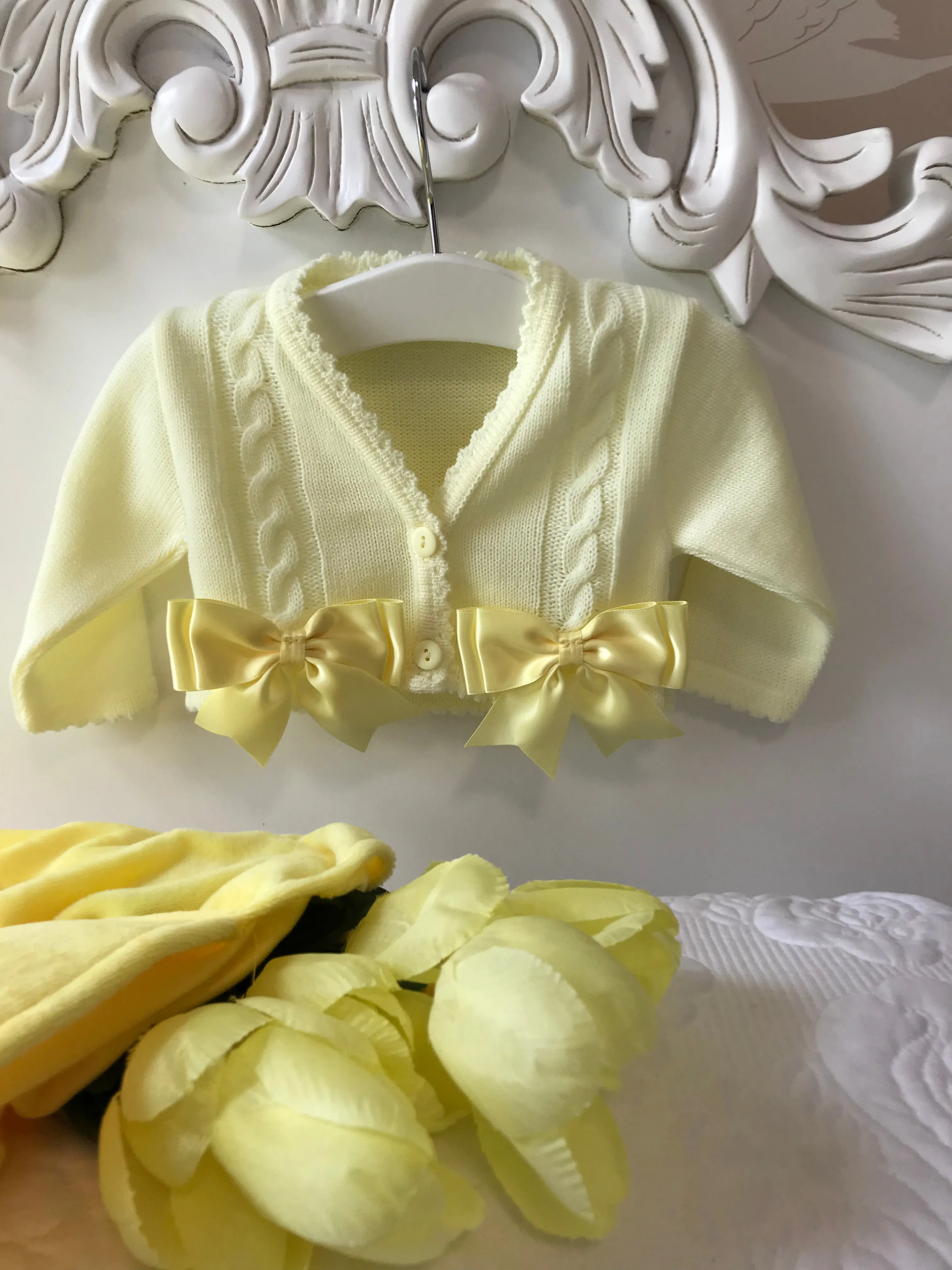 Baby girls lemon romper and cardigan set