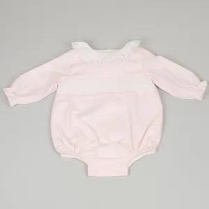 Baby Girls Pink Traditional Smocked Romper