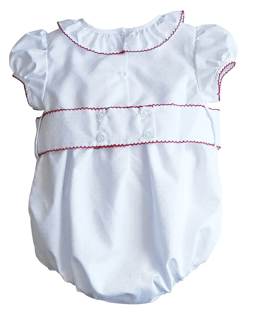 Baby Girl's "White Christmas" Dress with Smocked Double Belt