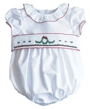 Baby Girl's "White Christmas" Dress with Smocked Double Belt