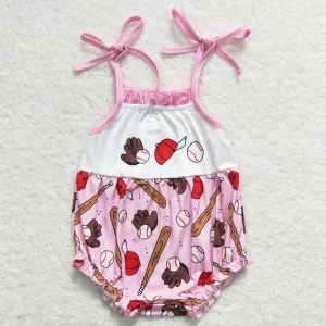 Baby Girls Romper Baseball Straps Pink Summer Spring Rompers SR1234