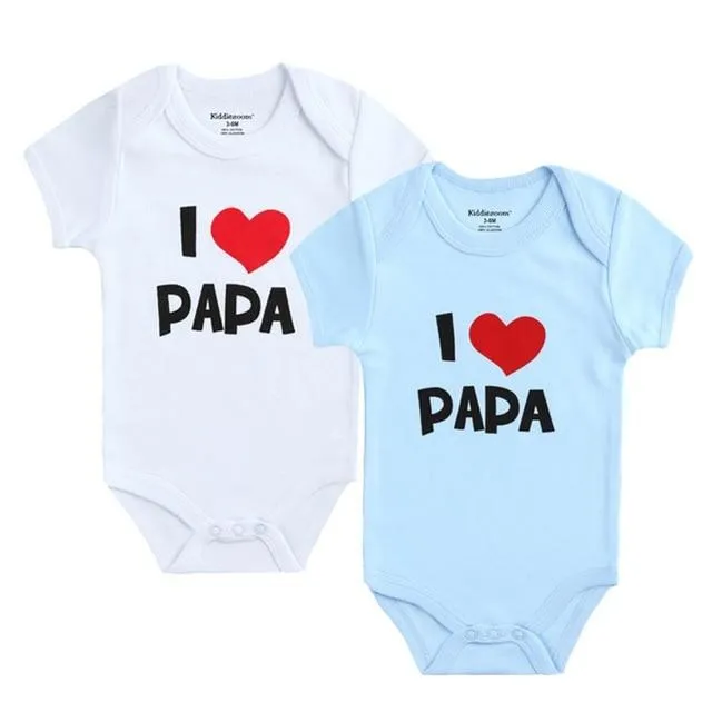 Baby I Love Papa Mama 100%Cotton Rompers 2PCS