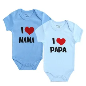 Baby I Love Papa Mama 100%Cotton Rompers 2PCS