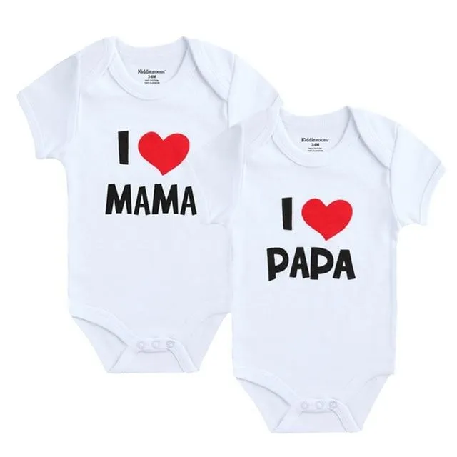 Baby I Love Papa Mama 100%Cotton Rompers 2PCS