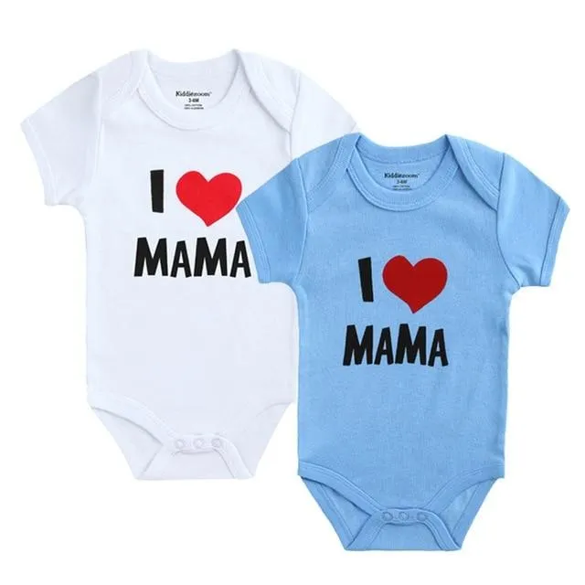 Baby I Love Papa Mama 100%Cotton Rompers 2PCS