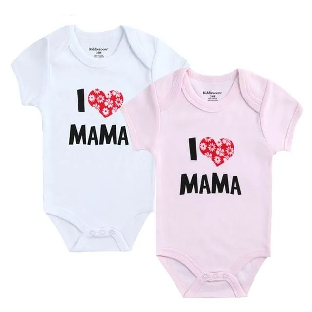 Baby I Love Papa Mama 100%Cotton Rompers 2PCS