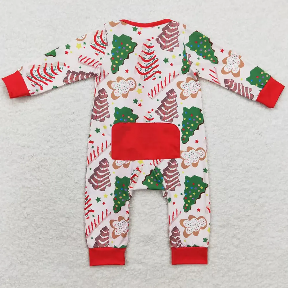 Baby Infant Boys Rompers Christmas Tree Cake Bamboo Zip Rompers LR1150