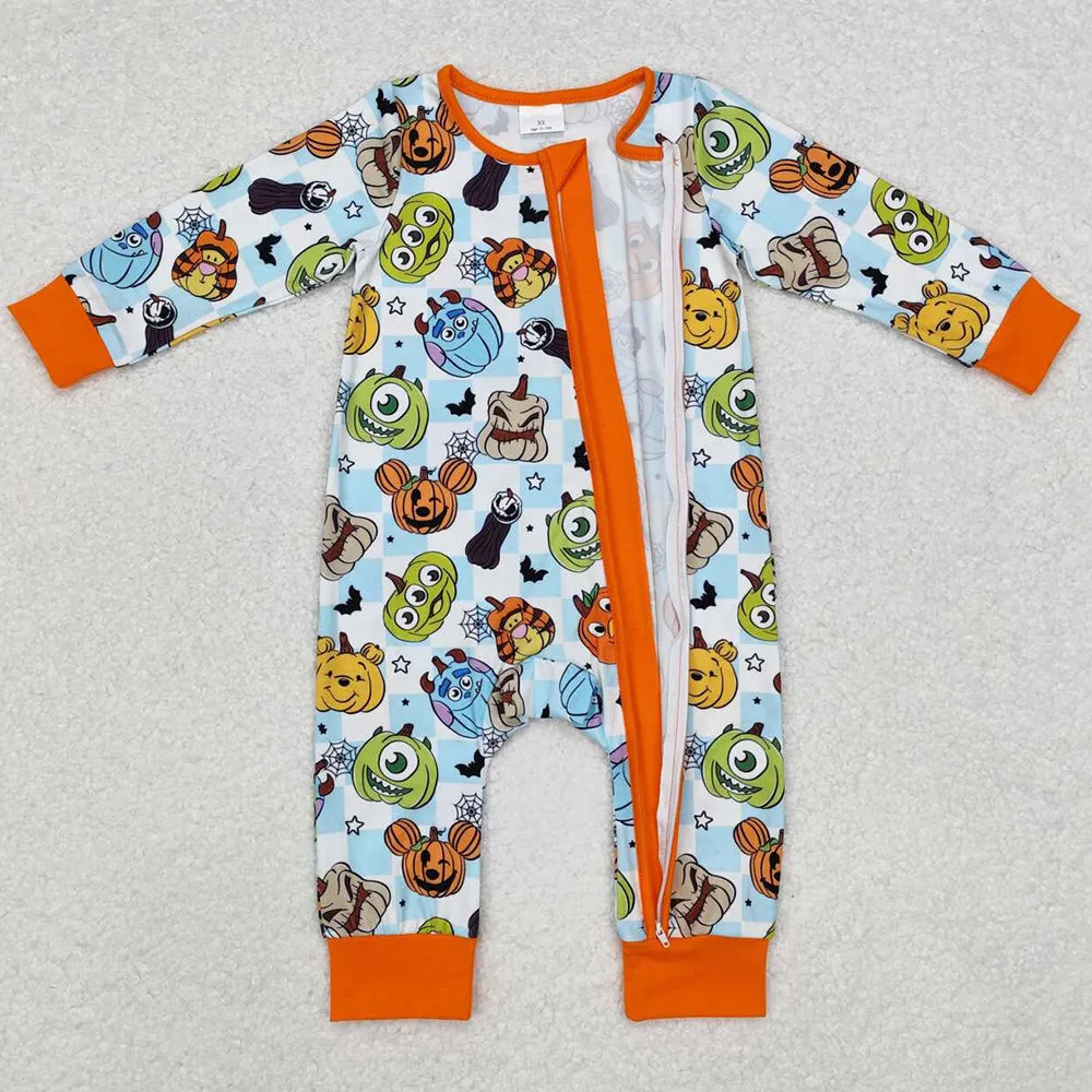 Baby Infant Boys Rompers Halloween Pumpkin Zip Rompers LR1650