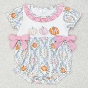 Baby Infant Girls Rompers Halloween Bows Pumpkin Leaves Short Sleeve Rompers SR1865