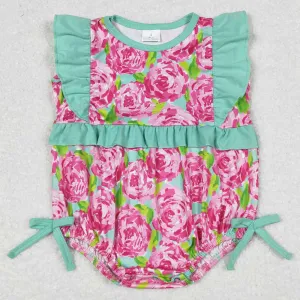 Baby Infant Girls Rompers Ruffle Pink Rose Flowers Rompers SR1034