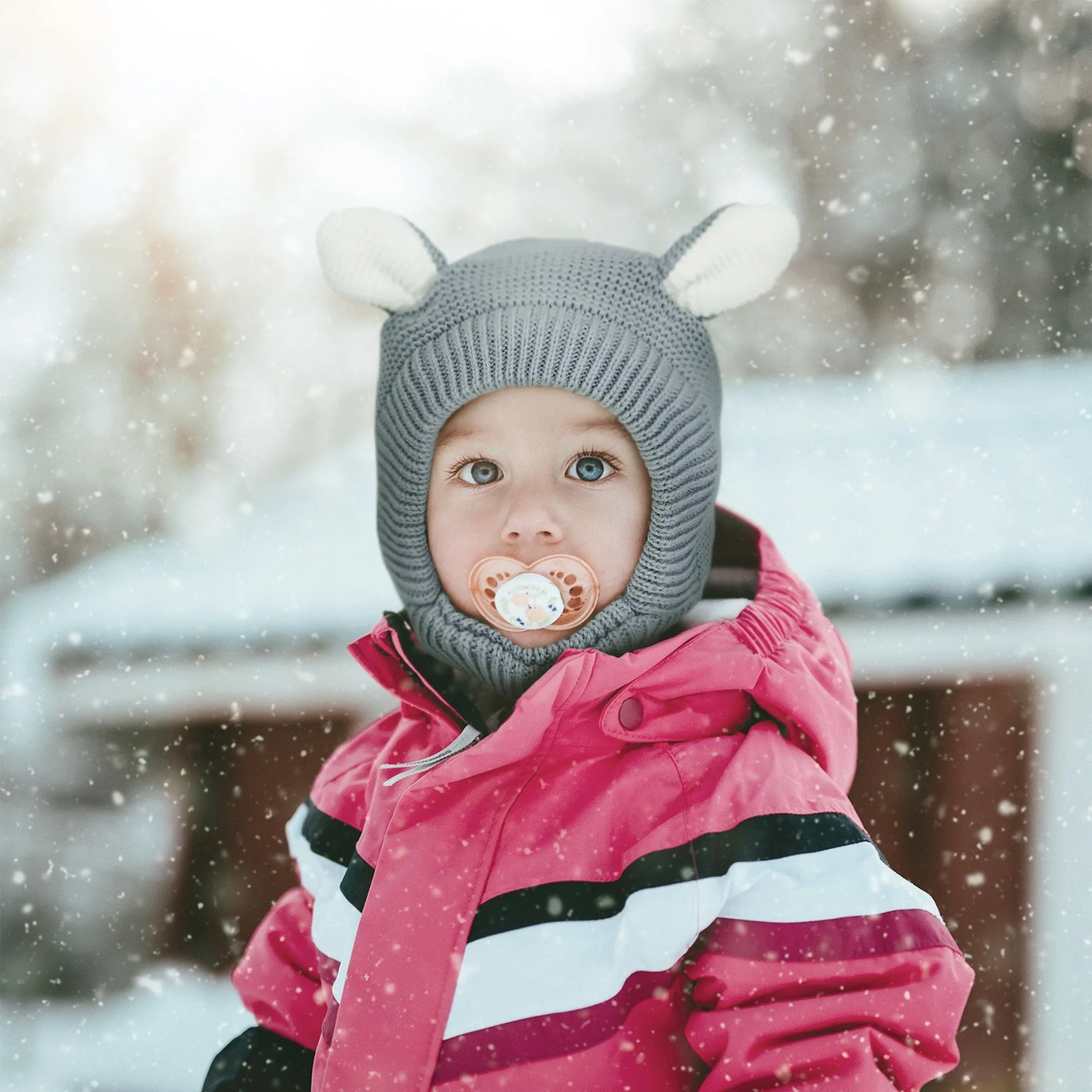 Baby Winter Knit Hat Scarf Set Earflap Toddler Fleece Lined Hat | Ivory Set