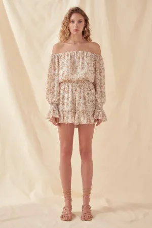 Baroque Chiffon Floral Long Sleeve Romper