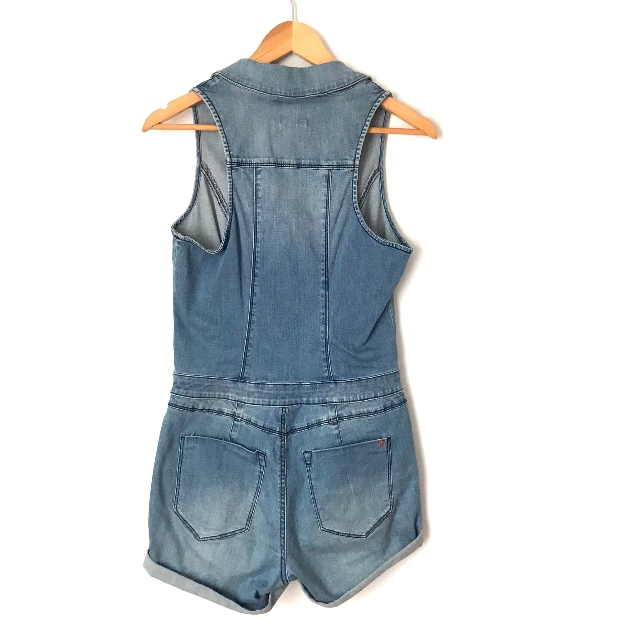 Bebe Denim Zipper Romper- Size 27