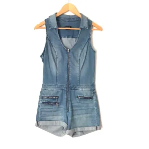 Bebe Denim Zipper Romper- Size 27