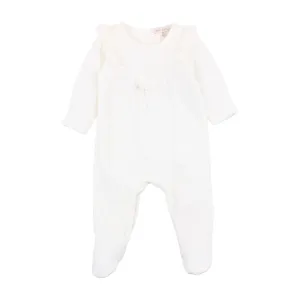 Bebe Velour Lace Romper in Cloud (Size NB-12M)