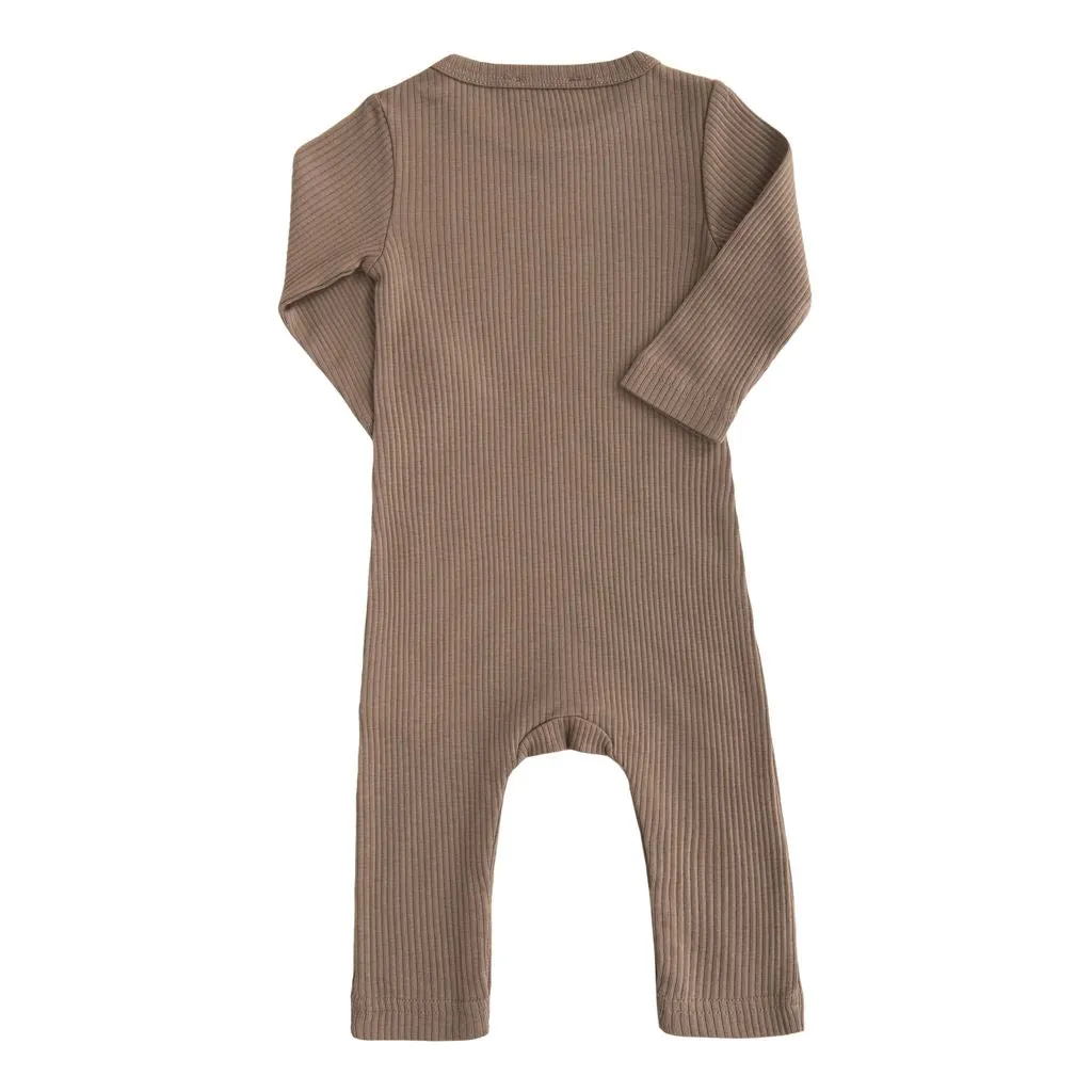 Beige Taupe Long Sleeved Modal Romper