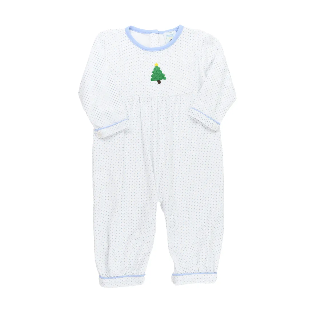 Bitty Dot Christmas Tree Boys Long Romper