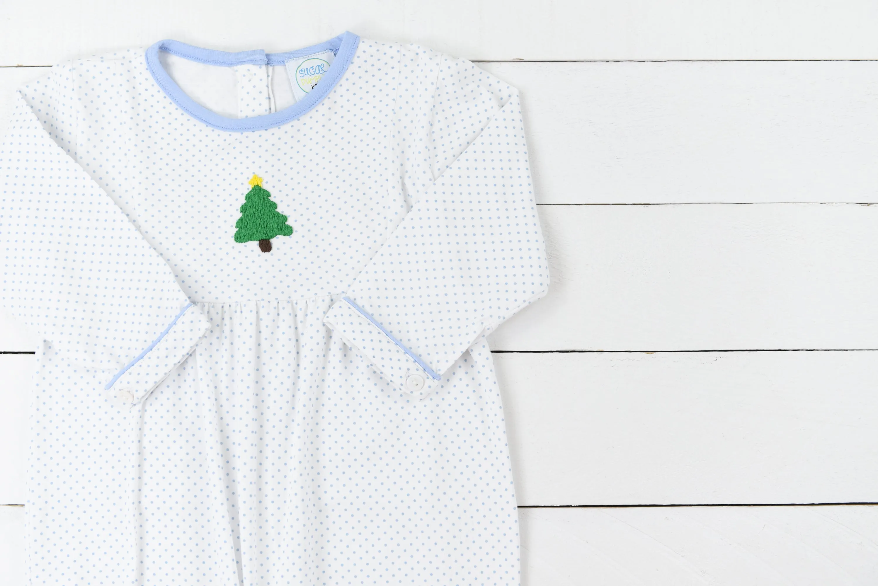 Bitty Dot Christmas Tree Boys Long Romper