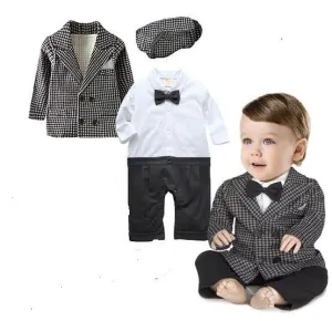 Black Checks Jacket Gentlemen Romper